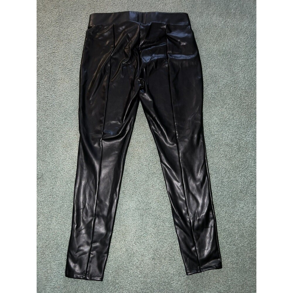 LOFT Women's Black Faux Leather Straight Leg High Rise Pants Size Medium